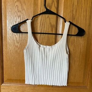 White Ribbed Tank Top